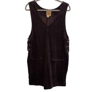 Vintage 90s AMI Paris Jumper Dress Corduroy Brown Medium Pockets Cottagecore